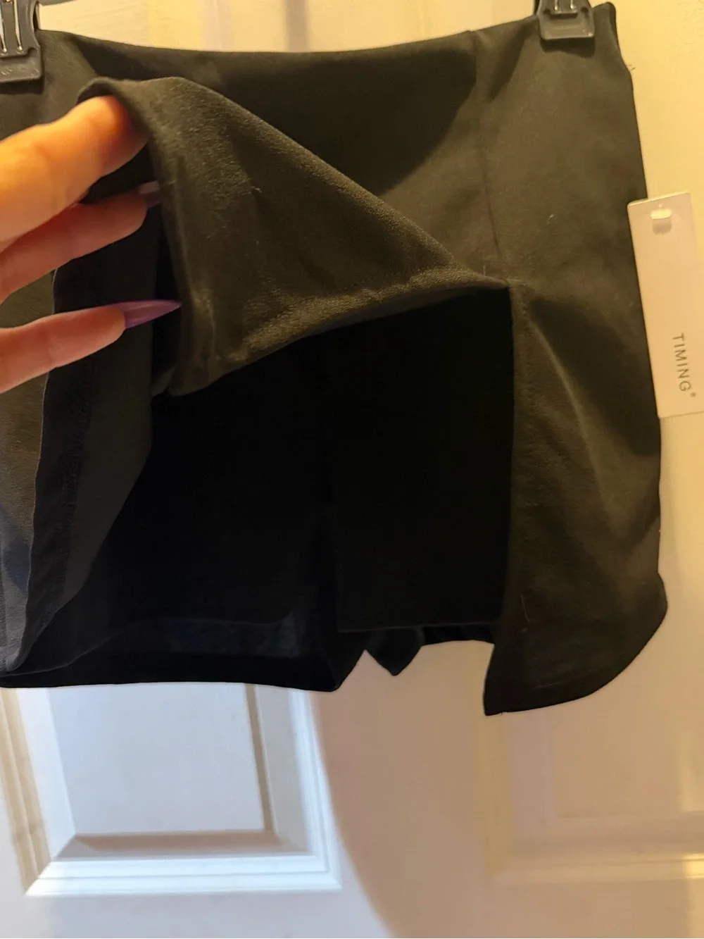 Timing Black Mini Skort with Front Slit Detail new with tags. Size small
